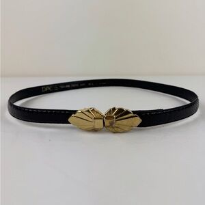 Dame Vintage Black Snakeskin Gold Buckle Belt
